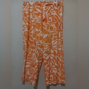 Soho Apparel LTD New‎ York Women Wide Leg Pant Trouser Palazzo Sz2X Orange/White